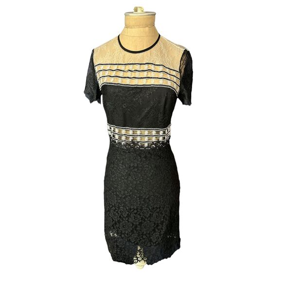 Sandro Dresses & Skirts - Sandro Paris Black White Lace Cocktail Party Wedding Dress Size 1 US 4